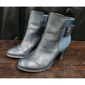 Seychelles Reunited Blue Leather Ankle Zip Booties/Sz. 6